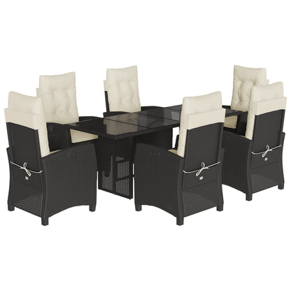 Set da Pranzo da Giardino 7 pz Nero con Cuscini in Polyrattan | homemem39