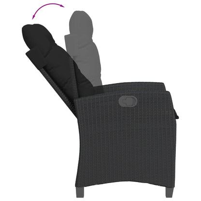 Set da Pranzo da Giardino 9 pz con Cuscini Nero in Polyrattan | homemem39