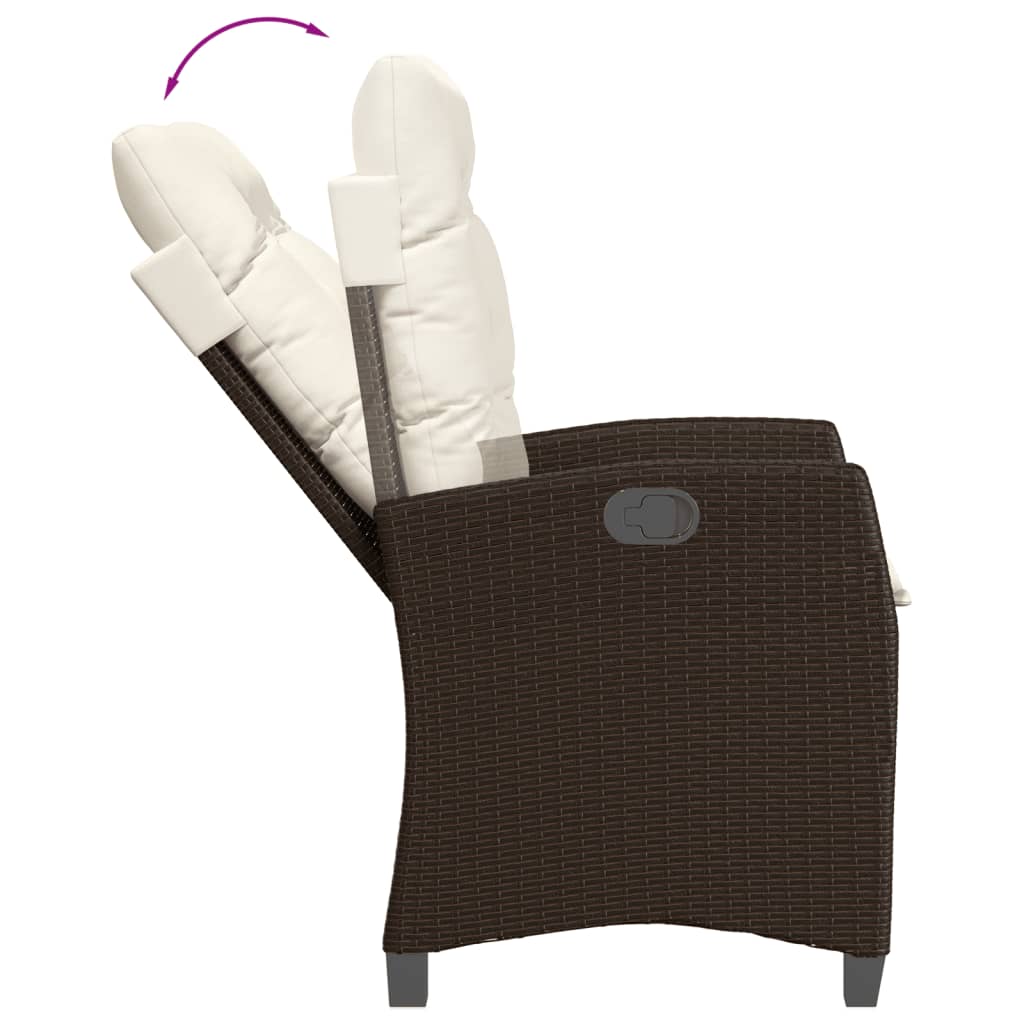 Set da Pranzo da Giardino 7pz con Cuscini in Polyrattan Marrone | homemem39
