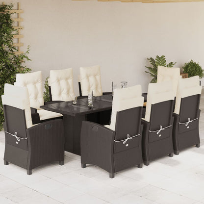 Set da Pranzo da Giardino 9pz con Cuscini Marrone in Polyrattan | homemem39