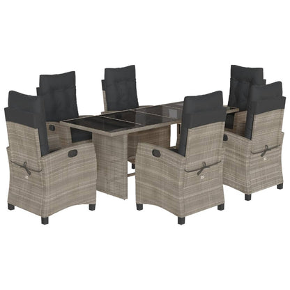 Set da Pranzo da Giardino 7 pz con Cuscini in Polyrattan Grigio - homemem39