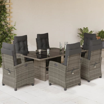 Set da Pranzo da Giardino 7 pz con Cuscini in Polyrattan Grigio | homemem39