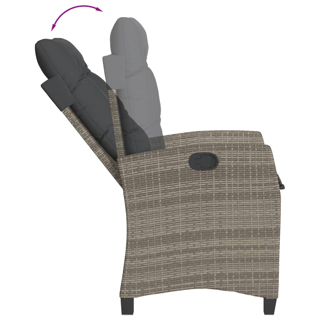 Set da Pranzo da Giardino 9 pz con Cuscini in Polyrattan Grigio - homemem39