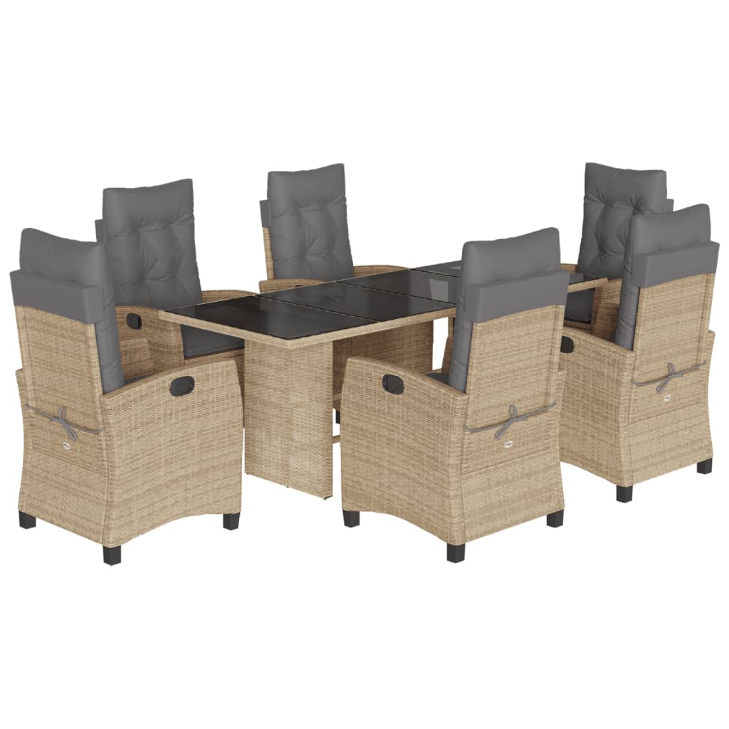 Set Pranzo da Giardino 7 pz con Cuscini Beige Misto Polyrattan | homemem39