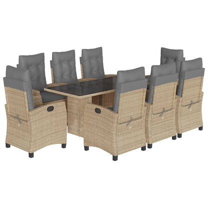 Set Pranzo da Giardino 9 pz con Cuscini Beige Misto Polyrattan | homemem39