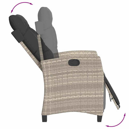 Set Pranzo da Giardino 9pz con Cuscini Grigio Chiaro Polyrattan - homemem39