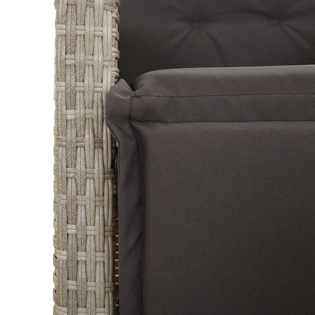 Set Pranzo da Giardino 9pz con Cuscini Grigio Chiaro Polyrattan - homemem39