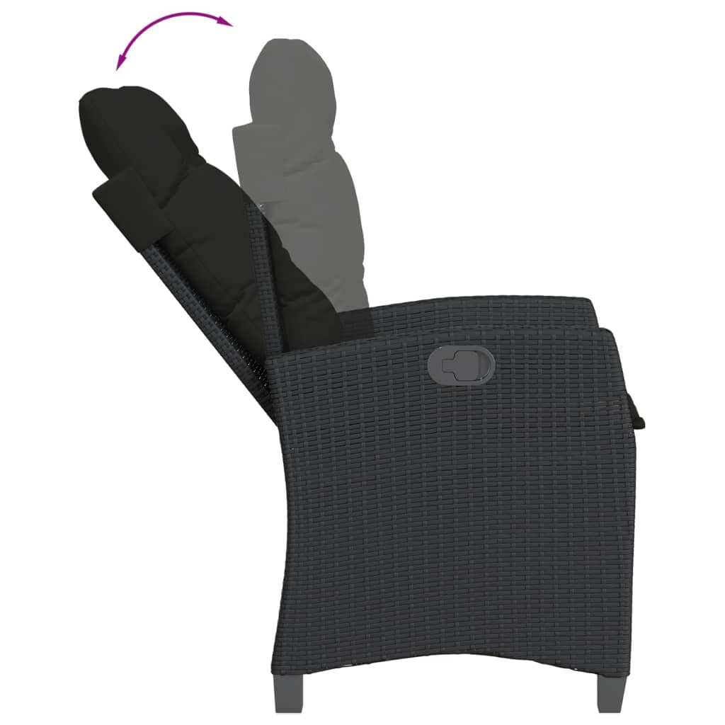 Set da Pranzo da Giardino 9 pz con Cuscini Nero in Polyrattan - homemem39