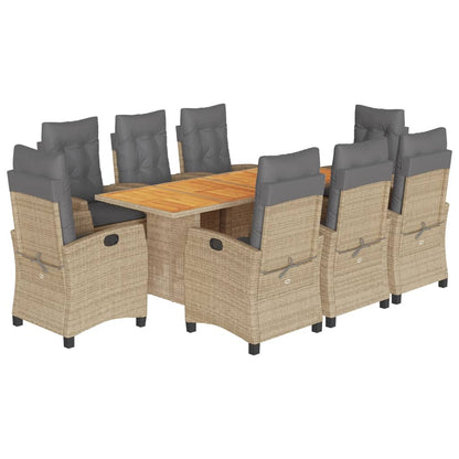 Set Pranzo da Giardino 9 pz con Cuscini Beige Misto Polyrattan | homemem39