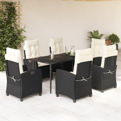 Set da Pranzo da Giardino 7 pz Nero con Cuscini in Polyrattan - homemem39