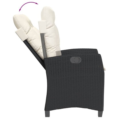 Set da Pranzo da Giardino 3 pz con Cuscini Nero in Polyrattan | homemem39
