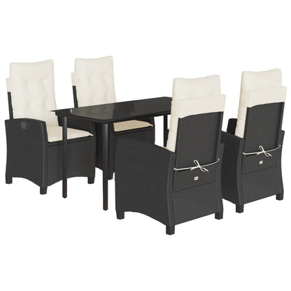 Set da Pranzo da Giardino 5 pz Nero con Cuscini in Polyrattan | homemem39