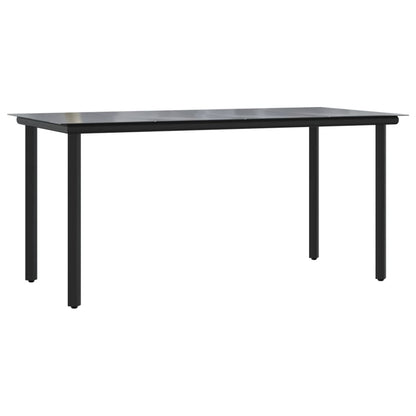 Set da Pranzo da Giardino 7 pz Nero con Cuscini in Polyrattan | homemem39