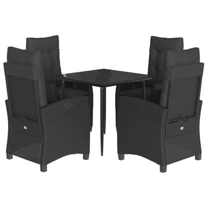 Set da Pranzo da Giardino 5 pz Nero con Cuscini in Polyrattan - homemem39