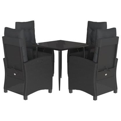 Set da Pranzo da Giardino 5 pz Nero con Cuscini in Polyrattan - homemem39