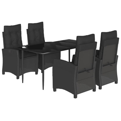 Set da Pranzo da Giardino 5 pz Nero con Cuscini in Polyrattan | homemem39