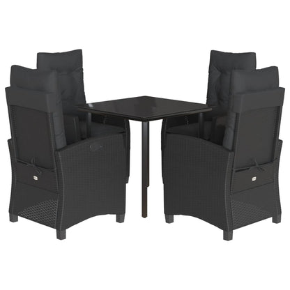Set da Pranzo da Giardino 5 pz Nero con Cuscini in Polyrattan | homemem39