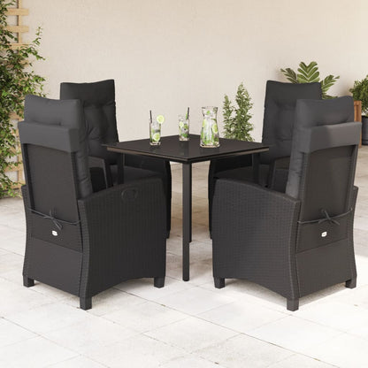 Set da Pranzo da Giardino 5 pz Nero con Cuscini in Polyrattan | homemem39