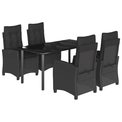 Set da Pranzo da Giardino 5 pz Nero con Cuscini in Polyrattan | homemem39