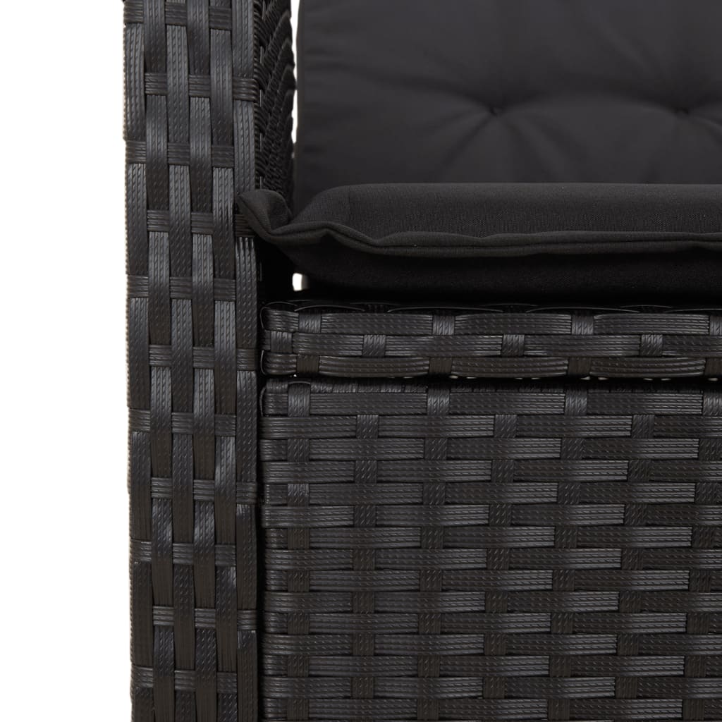 Set da Pranzo da Giardino 7 pz Nero con Cuscini in Polyrattan | homemem39