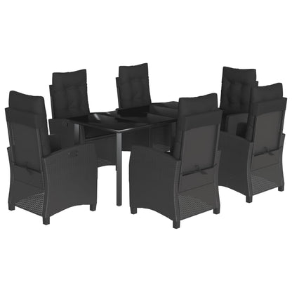 Set da Pranzo da Giardino 7 pz Nero con Cuscini in Polyrattan | homemem39