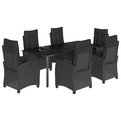 Set da Pranzo da Giardino 7 pz Nero con Cuscini in Polyrattan | homemem39