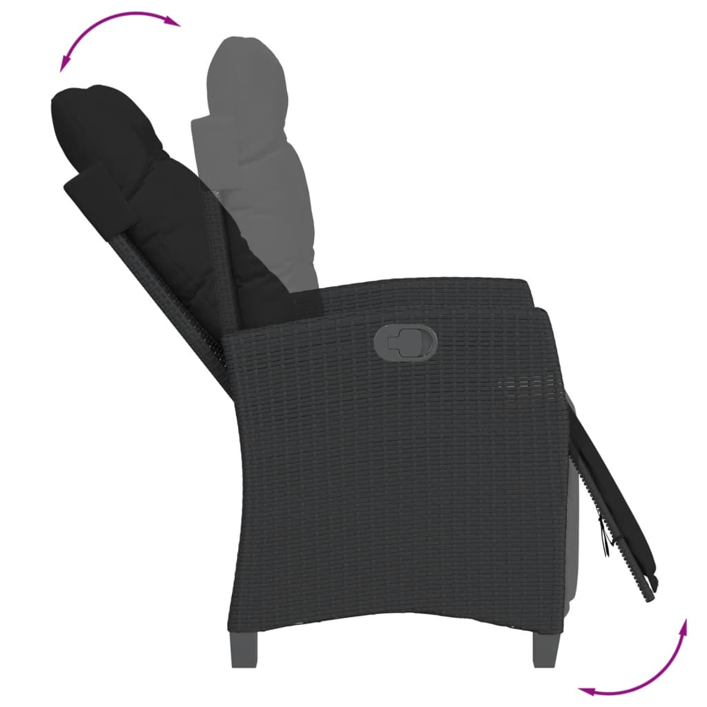Set da Pranzo da Giardino 9 pz con Cuscini Nero in Polyrattan | homemem39