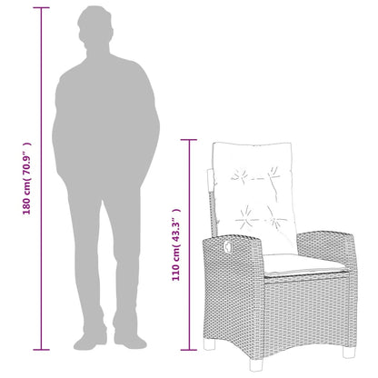 Set da Pranzo da Giardino 3pz con Cuscini in Polyrattan Marrone - homemem39