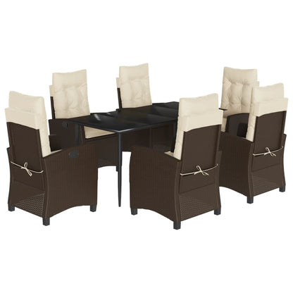 Set da Pranzo da Giardino 7pz con Cuscini in Polyrattan Marrone | homemem39