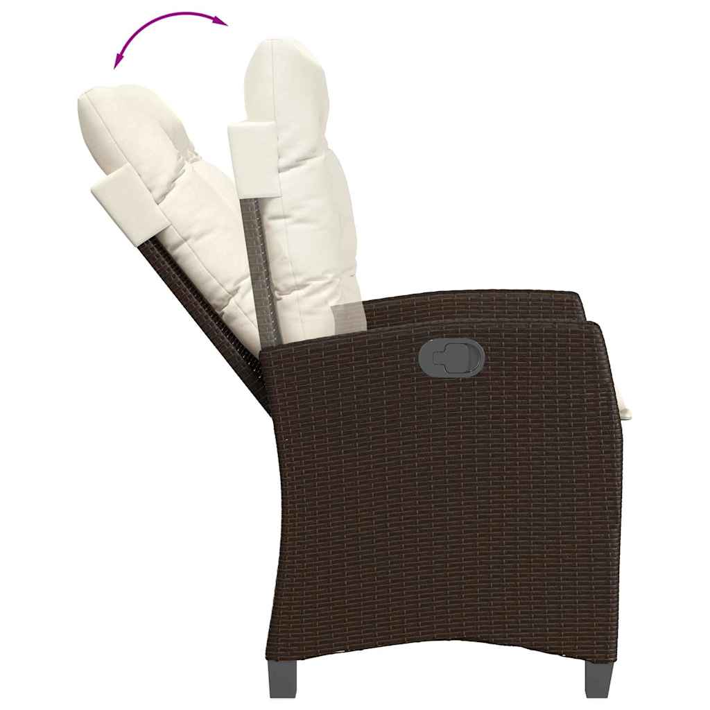 Set da Pranzo da Giardino 5pz con Cuscini in Polyrattan Marrone | homemem39
