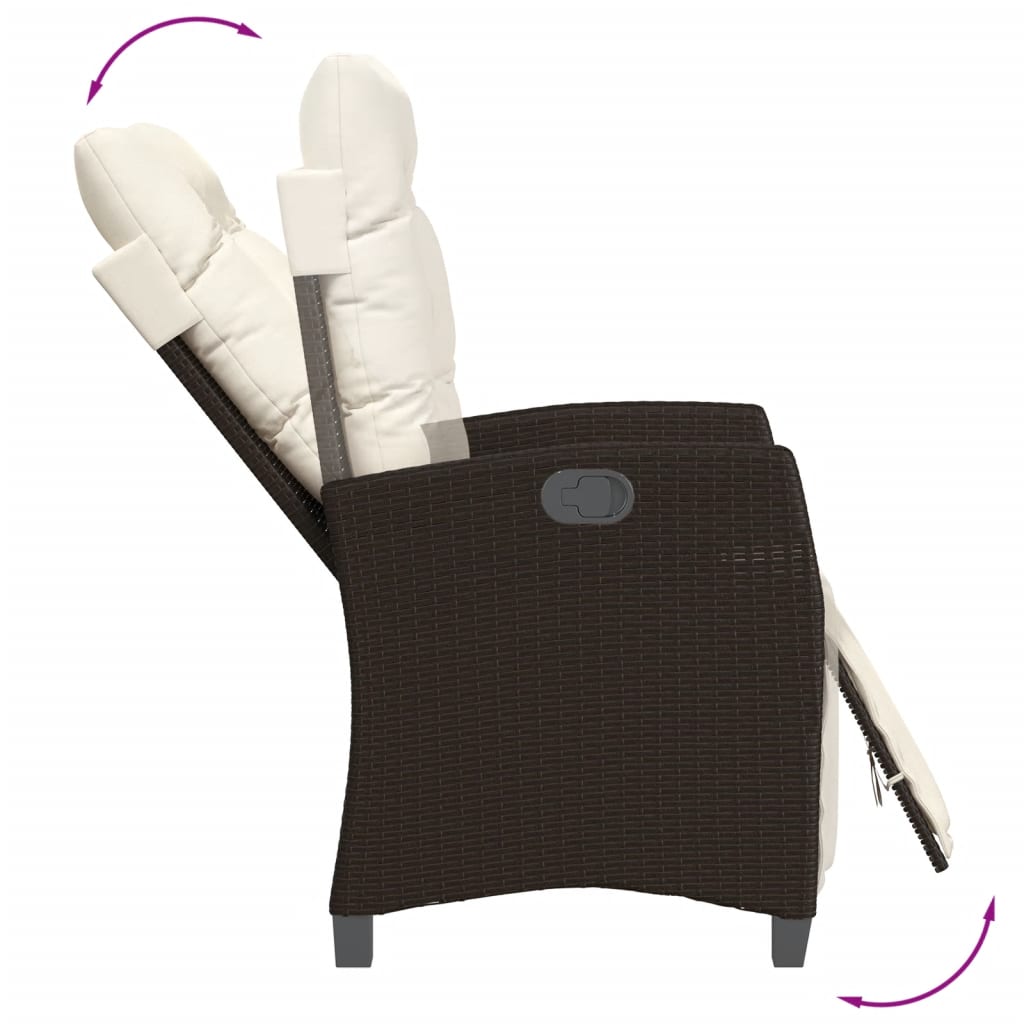 Set da Pranzo da Giardino 7pz con Cuscini in Polyrattan Marrone | homemem39
