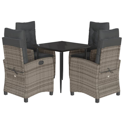 Set da Pranzo da Giardino 5 pz con Cuscini in Polyrattan Grigio | homemem39