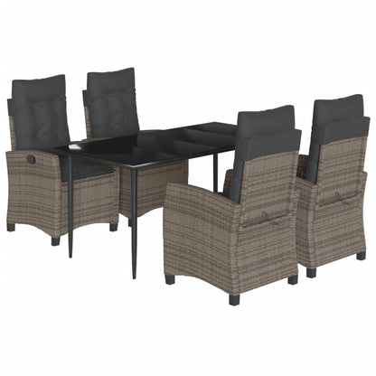 Set da Pranzo da Giardino 5 pz con Cuscini in Polyrattan Grigio | homemem39