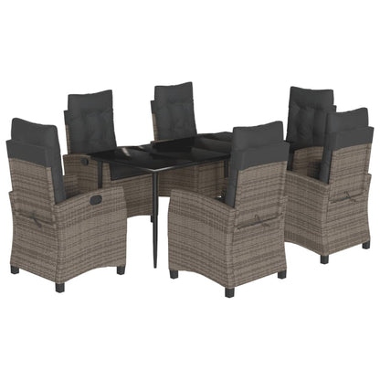 Set da Pranzo da Giardino 7 pz con Cuscini in Polyrattan Grigio - homemem39