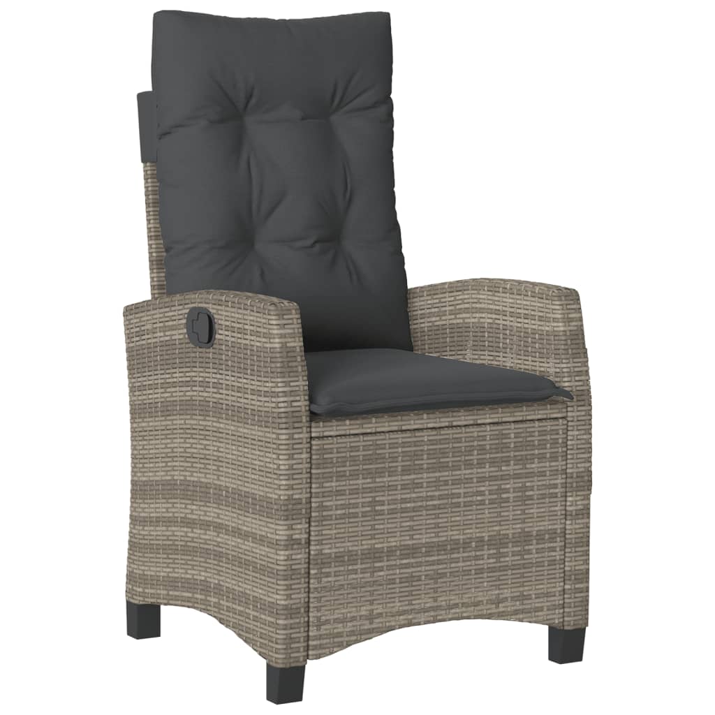Set da Pranzo da Giardino 3 pz con Cuscini in Polyrattan Grigio | homemem39