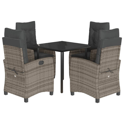 Set da Pranzo da Giardino 5 pz con Cuscini in Polyrattan Grigio | homemem39