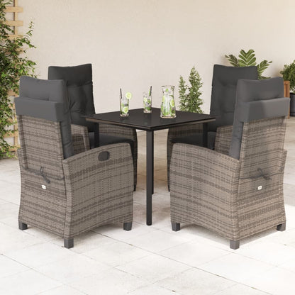 Set da Pranzo da Giardino 5 pz con Cuscini in Polyrattan Grigio | homemem39