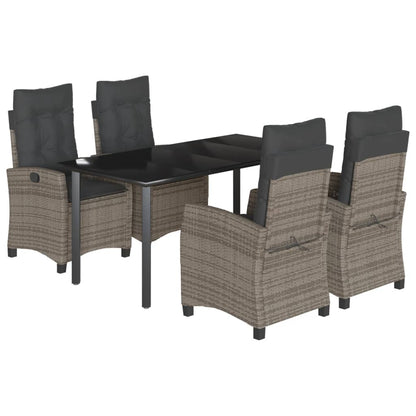 Set da Pranzo da Giardino 5 pz con Cuscini in Polyrattan Grigio | homemem39