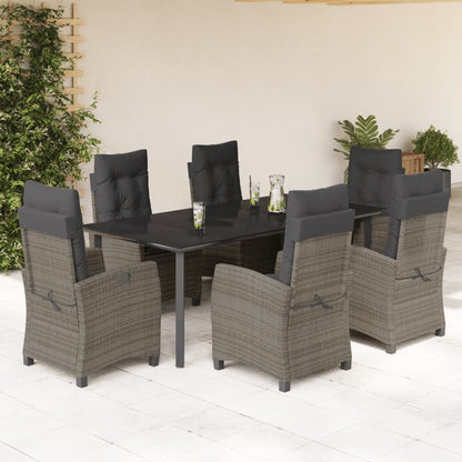Set da Pranzo da Giardino 7 pz con Cuscini in Polyrattan Grigio - homemem39