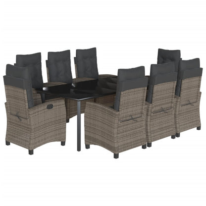 Set da Pranzo da Giardino 9 pz con Cuscini in Polyrattan Grigio | homemem39