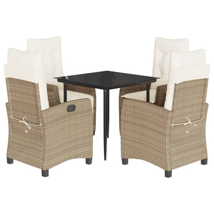 Set da Pranzo da Giardino 5 pz con Cuscini Beige in Polyrattan | homemem39