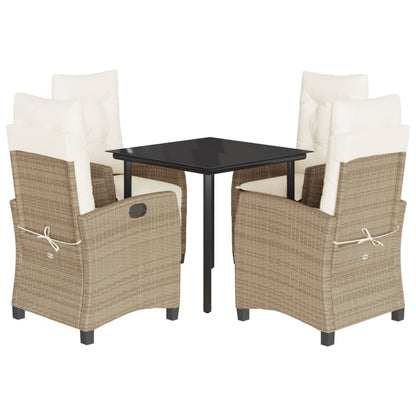 Set da Pranzo da Giardino 5 pz con Cuscini Beige in Polyrattan - homemem39