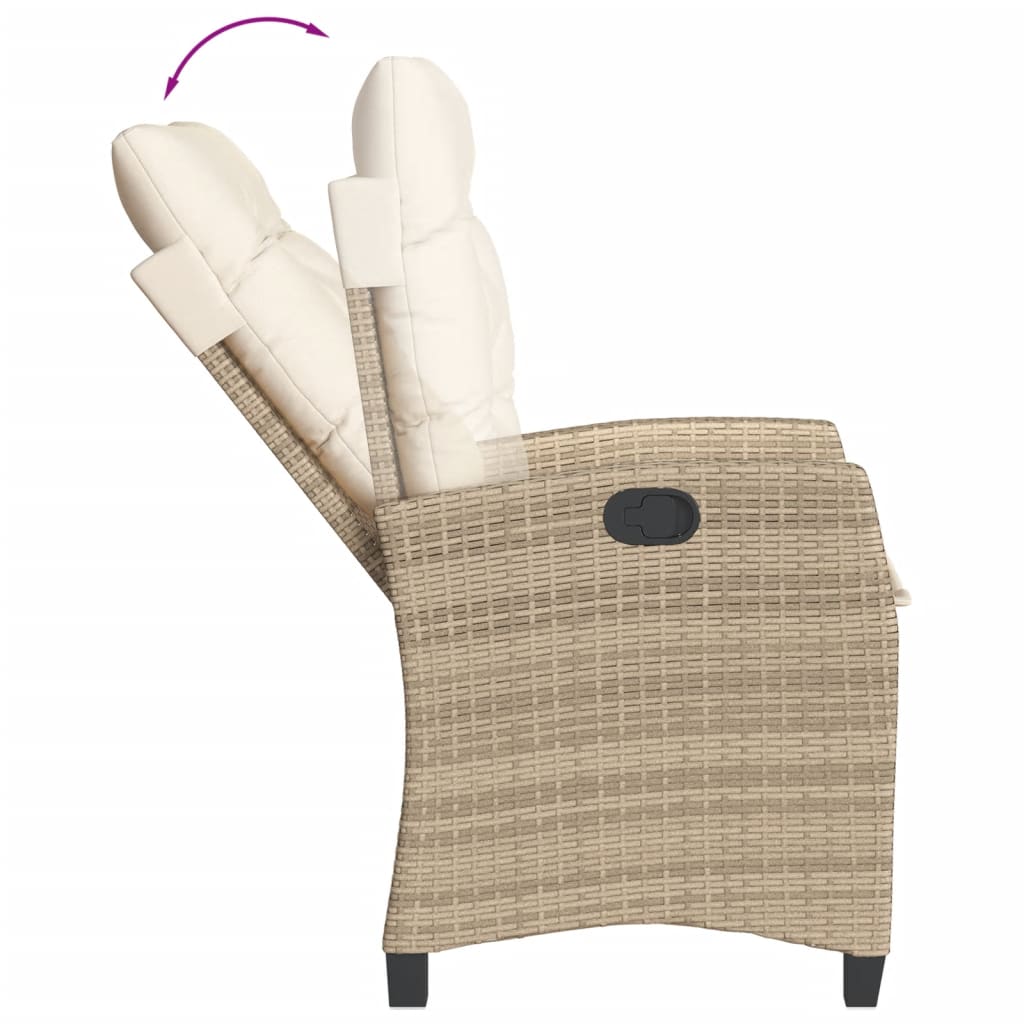 Set da Pranzo da Giardino 7 pz con Cuscini Beige in Polyrattan - homemem39