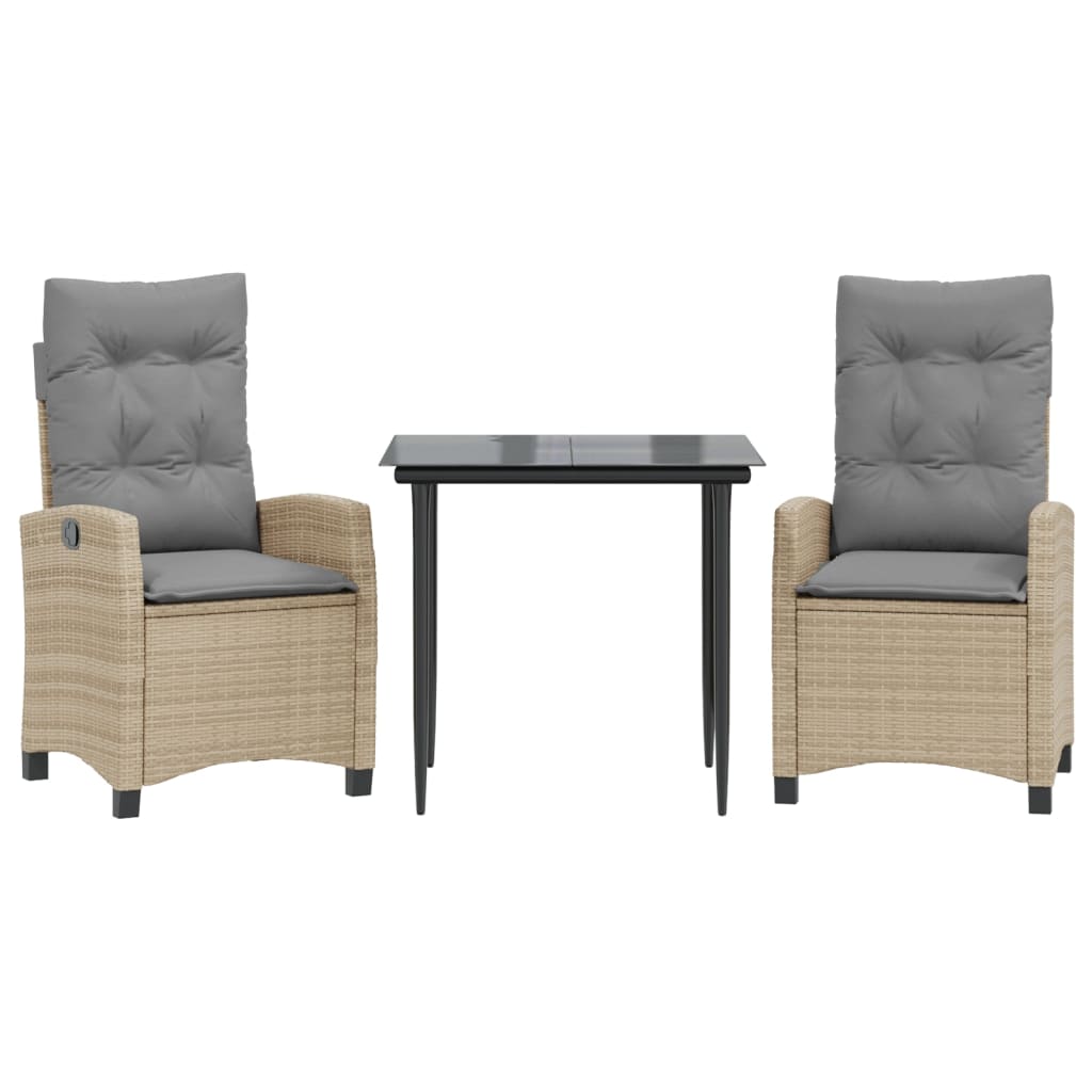 Set Pranzo da Giardino 3 pz con Cuscini Beige Misto Polyrattan | homemem39