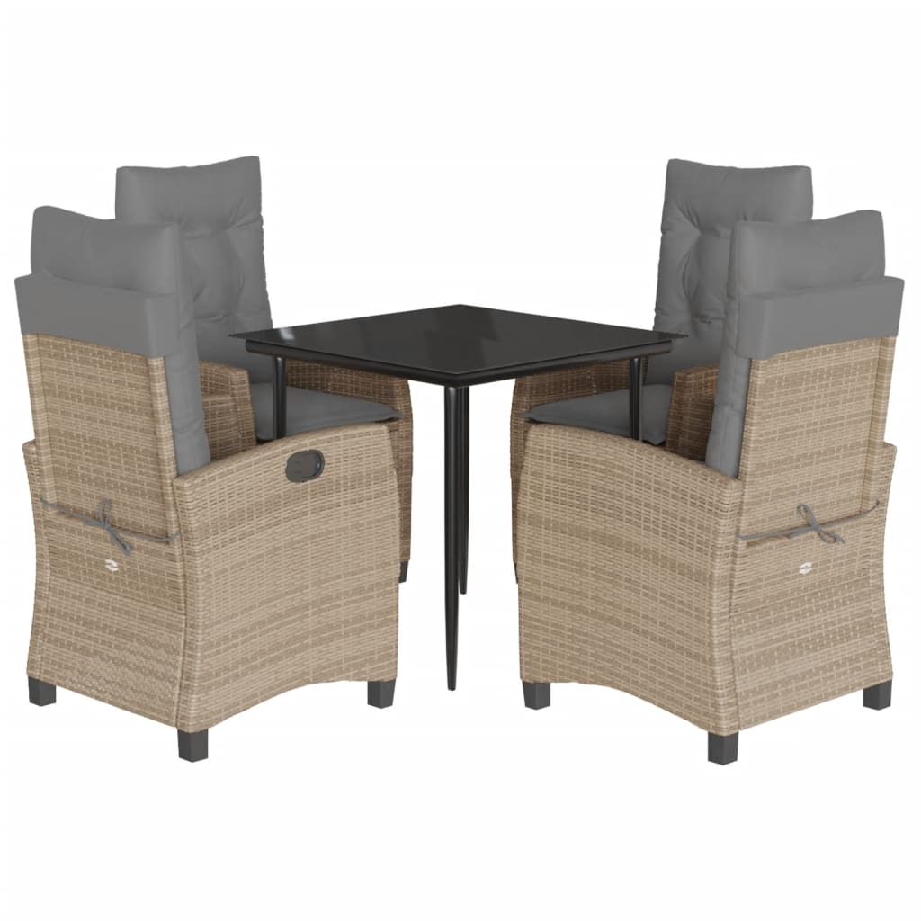 Set Pranzo da Giardino 5 pz con Cuscini Beige Misto Polyrattan - homemem39