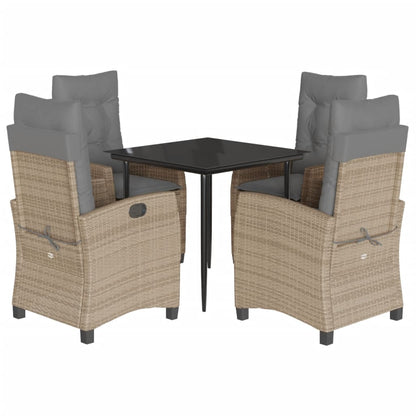 Set Pranzo da Giardino 5 pz con Cuscini Beige Misto Polyrattan - homemem39