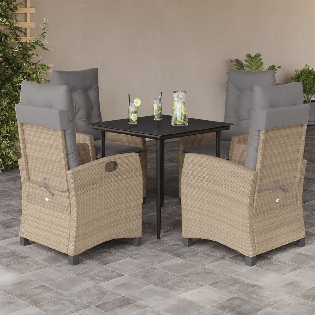 Set Pranzo da Giardino 5 pz con Cuscini Beige Misto Polyrattan | homemem39