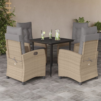 Set Pranzo da Giardino 5 pz con Cuscini Beige Misto Polyrattan | homemem39
