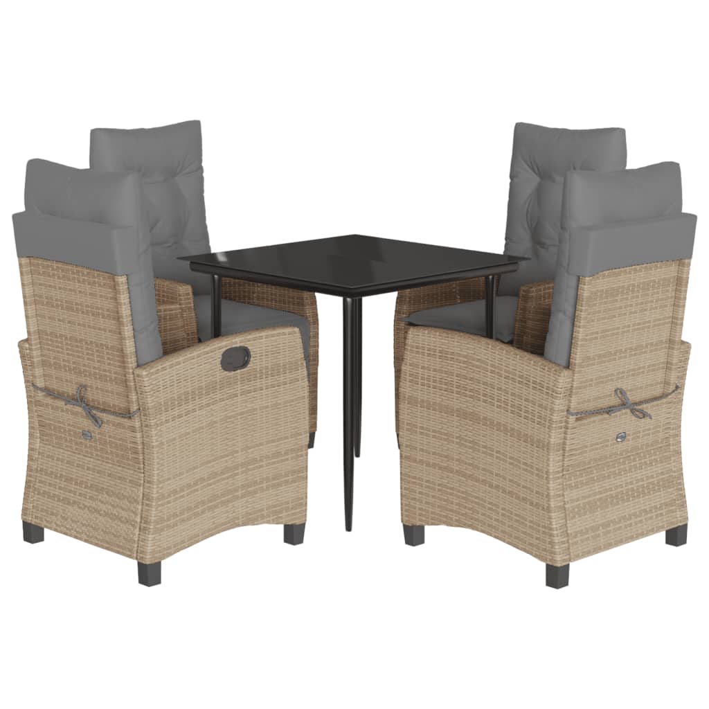 Set Pranzo da Giardino 5 pz con Cuscini Beige Misto Polyrattan | homemem39