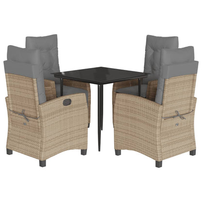 Set Pranzo da Giardino 5 pz con Cuscini Beige Misto Polyrattan | homemem39